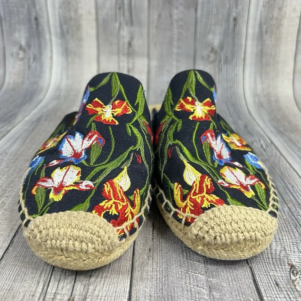 Tory Burch Max Espadrille Mule Embroidered Floral Size 5